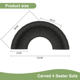 LEVNARY Modular Sectional Sofa, Convertible Sectional Couch Set, Large-Grain Velvet Modular Sectionals, Curved 4 Seater Cloud Sofa with Chaise for Living Room (Black) LEVNARY