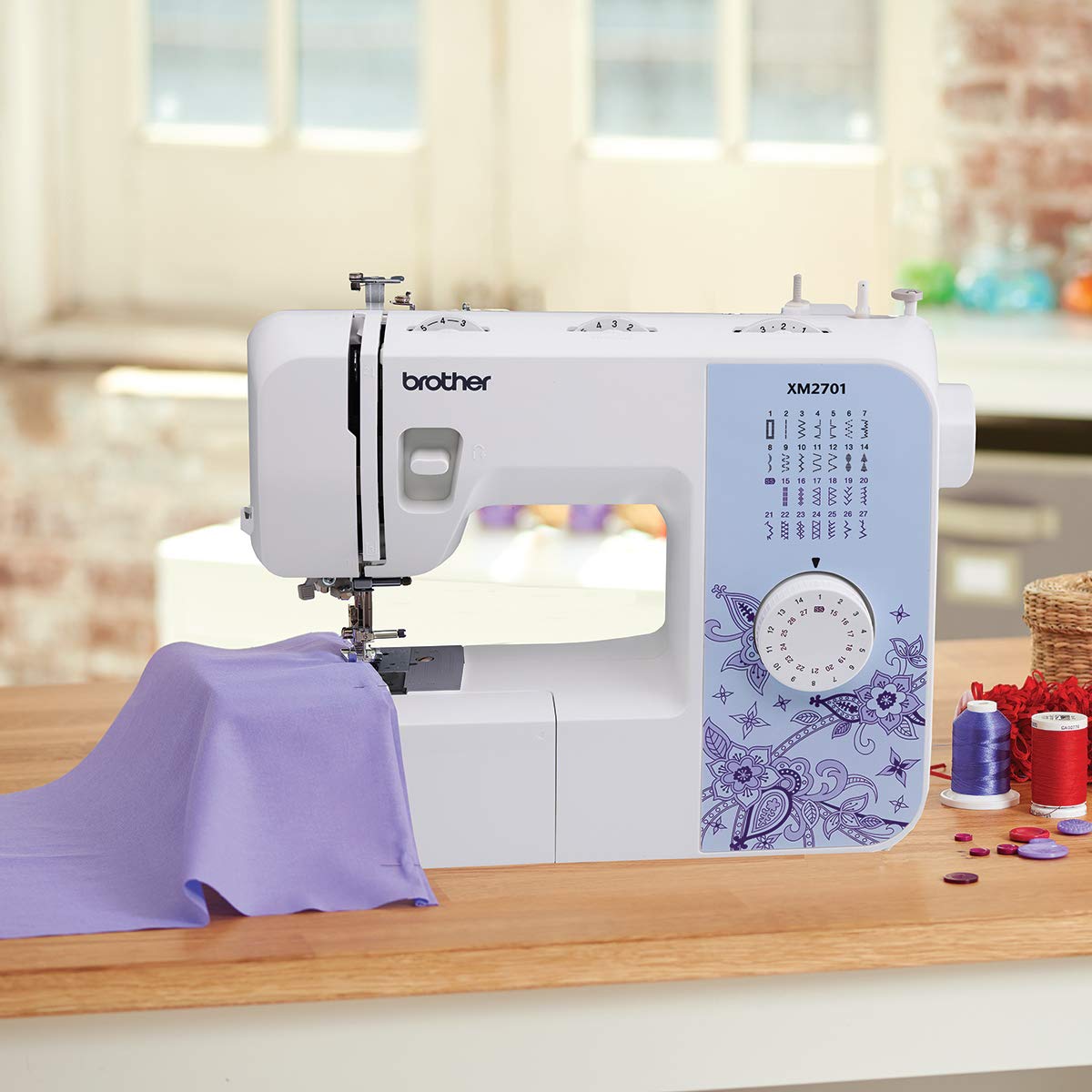 Brother XM2701 Sewing Machine, Lightweight, Full Featured, 27 Stitches, 6 Included Feet Brother