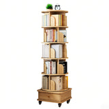 Corner Bookshelf and Bookcase, 61.81" H 5-Tier Rotating Bookshelf 360°, Book Shelf Narrow Tall Bookcase, Floor Standing Bookcases Storage Rack for Living Room, Office, Bedroom WoodArtSupply