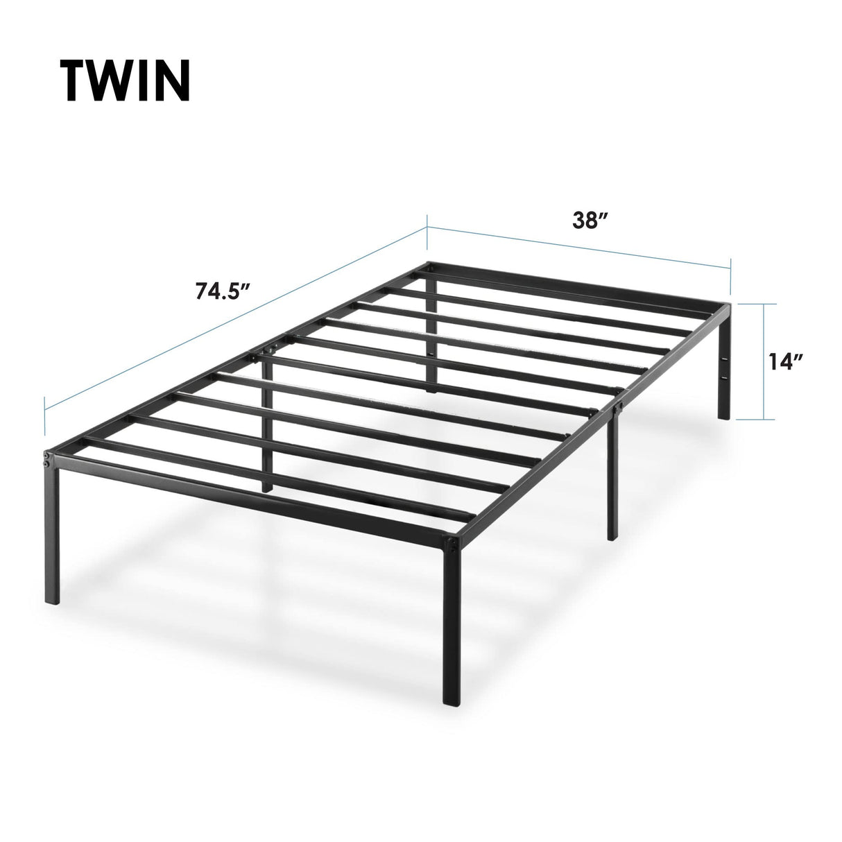 Best Price Mattress 14-Inch Metal Platform Beds w/ Heavy Duty Steel Slat Mattress Foundation (No Box Spring Needed), Black Best Price Mattress