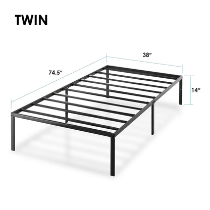 Best Price Mattress 14-Inch Metal Platform Beds w/ Heavy Duty Steel Slat Mattress Foundation (No Box Spring Needed), Black