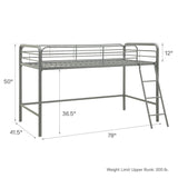 DHP Silver Junior Loft Bed Frame with Ladder - Twin Size DHP