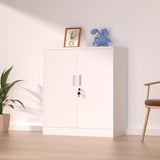 iJINGUR Metal Storage Cabinet with Locking Doors and 2 Adjustable Shelves, Small Lockable Storage Cabinet for Home Office Garage (White) iJINGUR