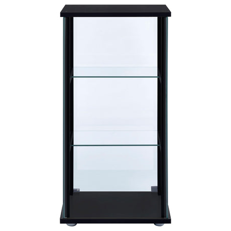 Coaster Home Furnishings Cyclamen 34-inch 3-Tier Clear Tempered Glass Curio Cabinet Display Case with Shelving Black 950179 Coaster Fine Furniture