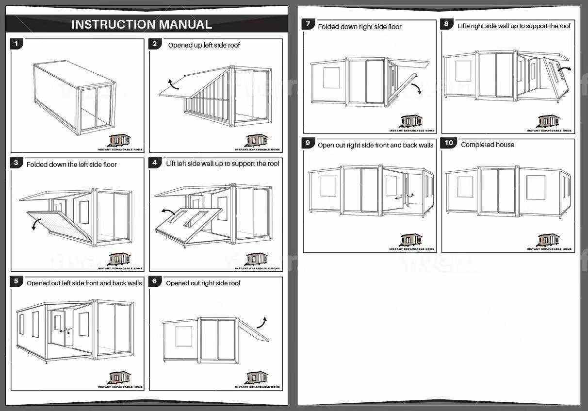 Portable Prefab House to Live in,40FT Foldable Tiny Container House with 3 Bedroom,1 Bathroom,1 Kitchen and Living Room,Prefabricated House for Adults Living,Expandable Mobile Home with Steel - WoodArtSupply