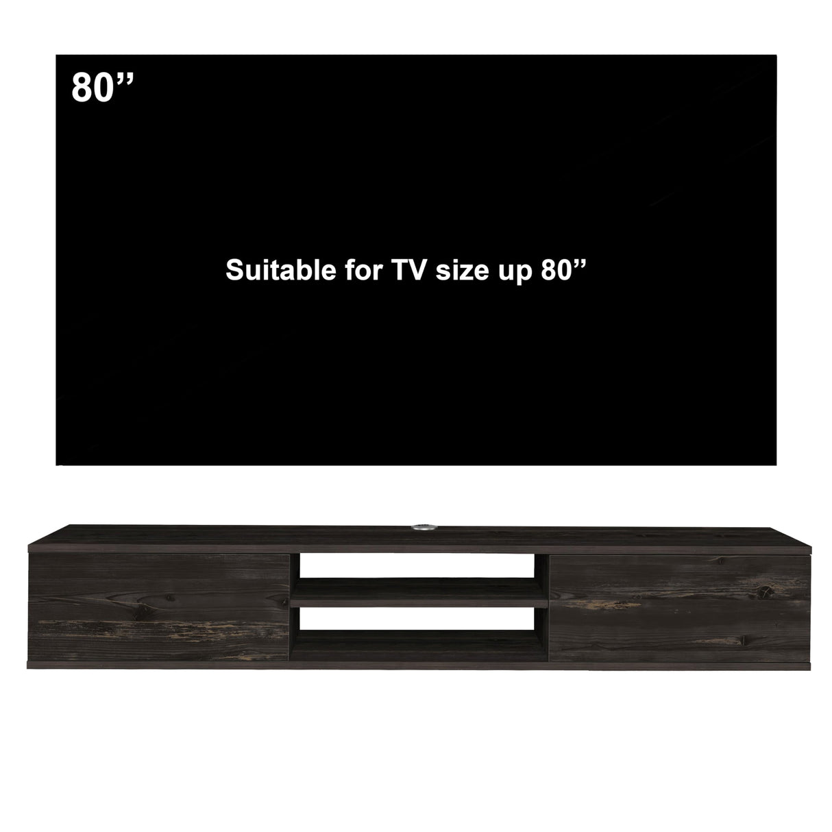 Adam Home Design Black Floating TV Stand Under TV Shelf, Wall Mounted Shelf, Modern Floating Entertainment Center, 71" Large Storage Media Console Wall Unit for Living Room,Bedroom (Black Oak) Adam Home Design