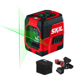 SKIL 65ft. Green Self-leveling Cross Line Laser Level with Horizontal and Vertical Lines, Rechargeable Lithium Battery with USB Charging Port, Clamp & Carry Bag Included - LL9324G-01 Skil