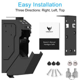 VERPROOF Gun Safe Quick Access Handgun Firearm Safes for Pistols Drop Down Single Gun Safety for Nightstand Wall Mount Bedside Desk Vehicle Bed Personal Safe with Keypad Lock and Key Lock VERPROOF