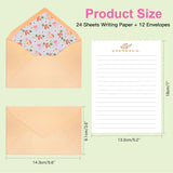 KSIWRE Stationary Paper and Envelopes Set, 24 PCS Writing Stationery Paper with 12 PCS Envelopes, Warm Floral Themed Envelope and Stationery Design for Invitations Gift Decorations Holiday Party KSIWRE