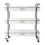 Deco 79 Metal Kitchen Rolling 3 Shelves Storage Cart with Black Accents and Farm House Design, 32" x 12" x 35", White Deco 79