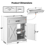 Amada 30″ Bathroom Vanity with Ceramic Sink, Farmhouse Undermount Vanity Sink Cabinet with 2 Doors and 1 Drawer, Free Standing Bathroom Storage Cabinet with Sink Combo Set, White AMADA HOMEFURNISHING