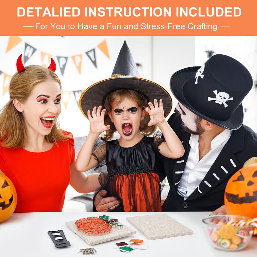 WEBEEDY DIY 3D String Art Kit for Adults Beginners Pumpkin String Art Kit DIY Adult Halloween Thanksgiving Holiday Craft Project Wall Art WEBEEDY