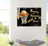 MaiYiYi Basketball Diamond Painting Dots Kit, 5D Full Round Diamond Painting Kit Believe in Yourself and Keep Going Diamond Art Basketball Hoop Wall Decor for Adult Beginners (30X40 CM) MaiYiYi