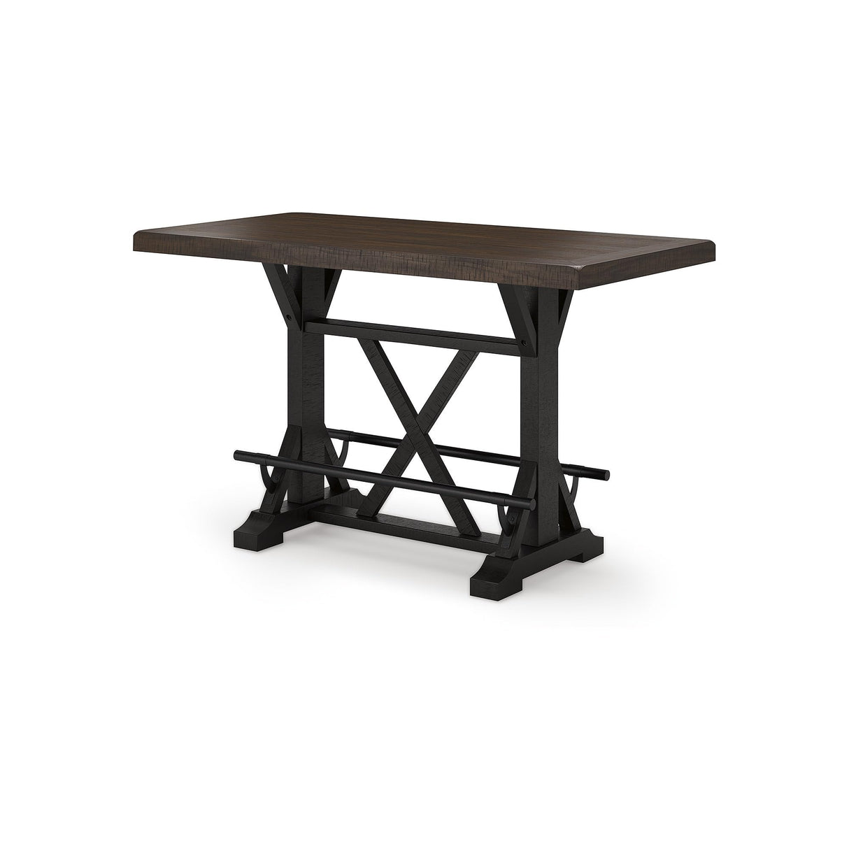 Signature Design by Ashley Valebeck Farmhouse Counter Height Dining Table with Footrest and Trestle Base, Brown & Black Signature Design by Ashley