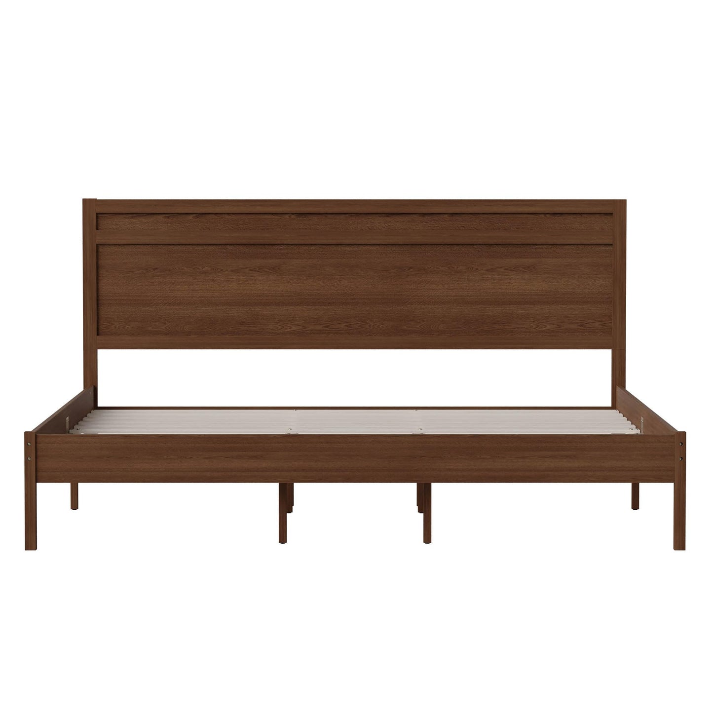 Flash Furniture Kingston Solid Wood Platform Bed with Wooden Slats and Headboard, No Box Spring Needed, King Size, Brown - WoodArtSupply