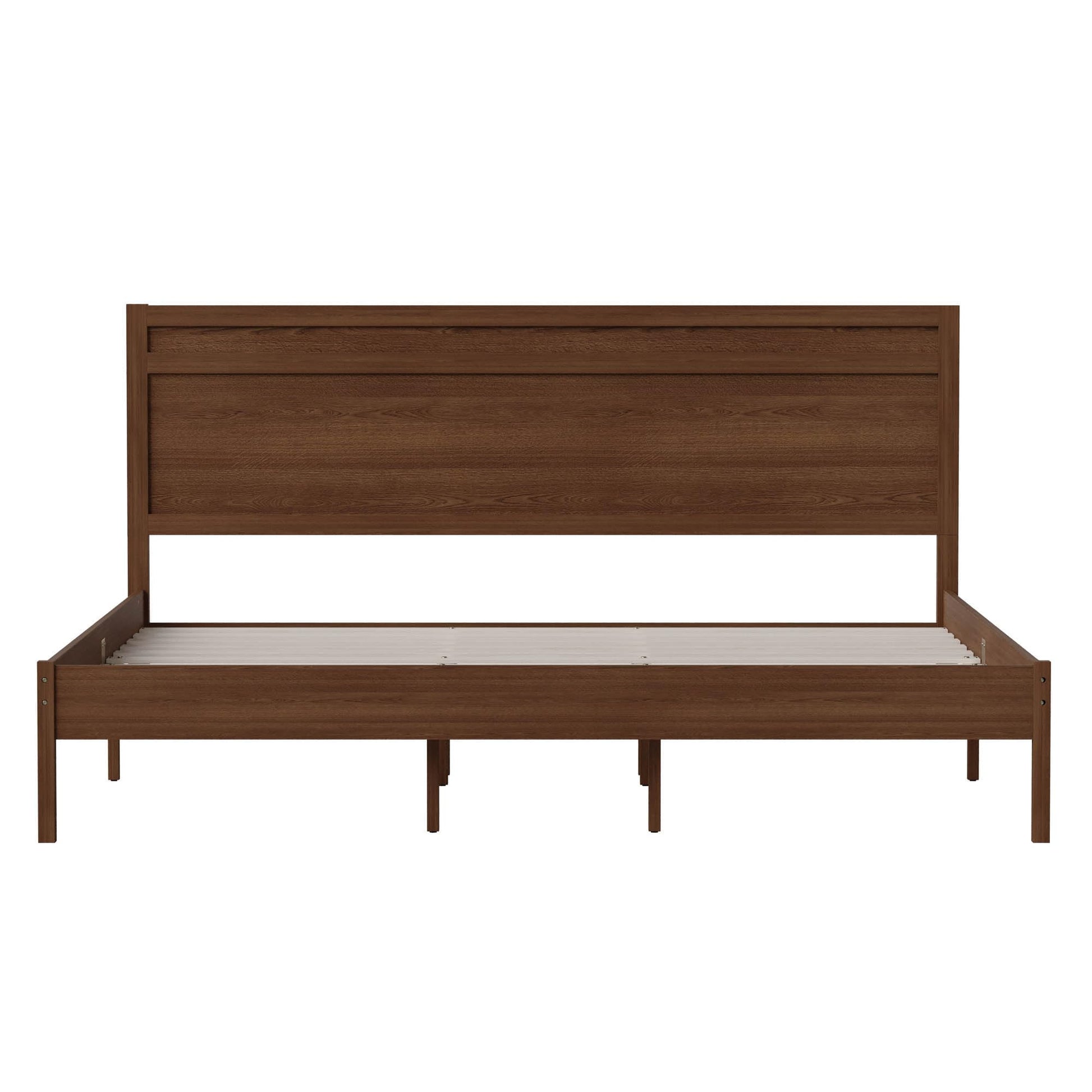 Flash Furniture Kingston Solid Wood Platform Bed with Wooden Slats and Headboard, No Box Spring Needed, King Size, Brown - WoodArtSupply