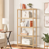 HLXZN 5 Tier Bamboo Freestanding Shelf Unit, Multifunctional Bookshelf Bookcase for Bathroom, Kitchen, Living Room, Office HLXZN