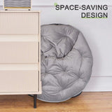 VECELO Saucer Chair for Adults, Folding Moon Chair with Metal Frame, Faux Fur for Bedroom, Living Room, Dorm Room, Apartment, Grey VECELO