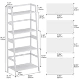 HITNET Ladder Shelf, 4 Tier Bookshelf, Floor Standing Bathroom Storage Rack with Bamboo Frame, Home Office Open Display Bookcase, White HITNET