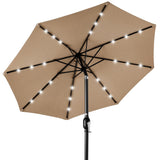 Best Choice Products 10ft Solar Polyester LED Lighted Patio Umbrella w/Tilt Adjustment and UV-Resistant Fabric - Tan Best Choice Products