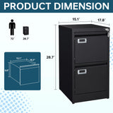 MIIIKO 2 Drawer File Cabinet, Metal Vertical Filing Cabinets with Lock, Home Office File Folders Storage Cabinet for Letter Legal A4 File Size MIIIKO