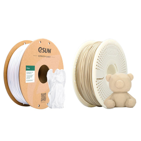 eSUN White PLA+ Filament 1.75mm, 1kg Cold White PLA Plus Cardboard Spool + 1kg Bone White PLA Pro Reusable Spool Set, 3D Printing Filament Fits for Most FDM 3D Printers eSUN