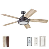 Prominence Home Potomac, 52 Inch Industrial Style Smart Ceiling Fan with Light, Remote Control, Dual Finish Blades, Compatible with Alexa and Google Assistant - 51639-01 (Matte Black) Prominence Home
