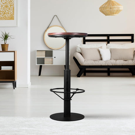 BOKKOLIK 42inch Industrial Style Farmhouse Bar Table, Round Wooden Top, Matte Black Metal Base BOKKOLIK