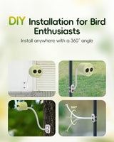 Hibird 4K HD Smart Bird Feeder Camera Solar Powered, 2.4G/5G Dual WiFi Wireless Outdoor, 6X Slow Motion Auto Bird Video Capture, Instant Notifications, AI Identify 10000+ Species for Bird Lover Camojojo