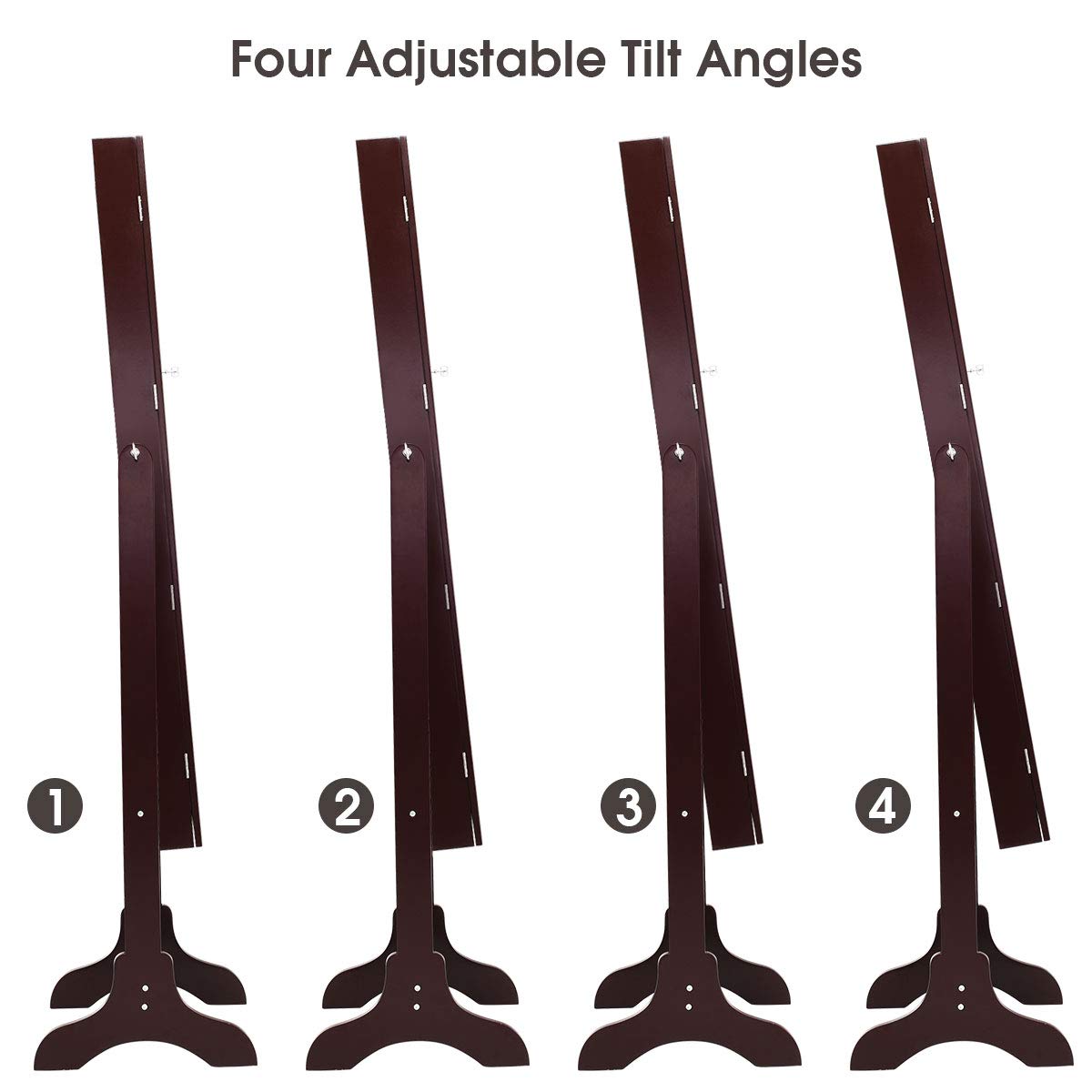 Giantex Jewelry Armoire Organizer with Full Length Mirror, 14 LEDs Floor Standing Jewelry Cabinet with 2 Drawers, 4 Adjustable Angles, Lockable Jewelry Storage Box Cabinet (Brown) Giantex