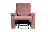 Luxury Velvet Manual Recliner Chair - Overstuffed Recliner with Tufted Back & Pillow Top Arms, Tuft Reclining Chairs with Adjustable Footrest, Mid Century Manual Recliners for Living Room (Pink) JCRRFLT