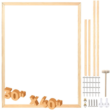 Threehoney Canvas Stretcher Bars Kit DIY Wooden Canvas Removable Frame Extra Large Wooden Art Frames for Gallery Wrap Oil Painting Posters and Arts(30 x 40 Inch) Threehoney