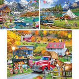 Bits and Pieces Set of 3 Jigsaw Puzzles 300 Pieces - New England Farm Lake Bits and Pieces