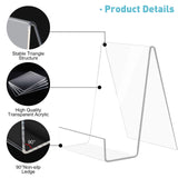 trophable 4 Pack Acrylic Book Stand Thickened Clear Book Display Easel Holder for Displaying Tablets Newspaper Magazines Notebooks Textbooks CDs (Clear-Small) trophable