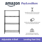 PayLessHere | 4-Tier Wire Shelf | 36"x14"x54" | Black | Adjustable Racks | Heavy-Duty Storage Shelves, Holds Upto 1000 lbs | Rust-Resistant, No-Tool Assembly | for Home, Garage Shelving PayLessHere