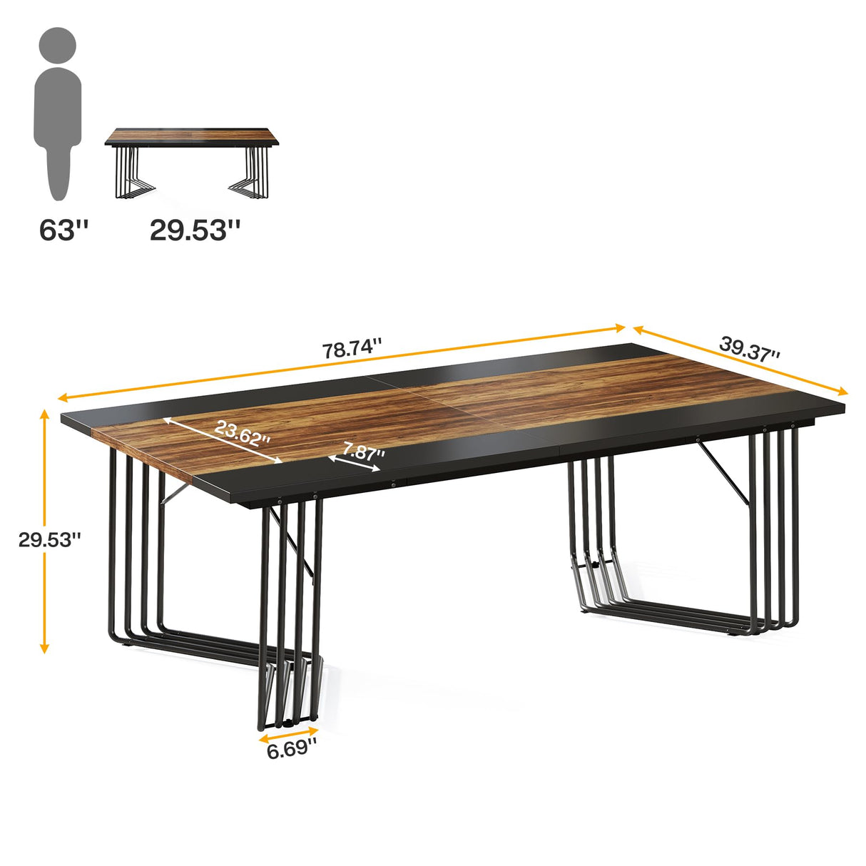 Tribesigns 79-Inch Dining Table for 8-10 People, Industrial Large Kitchen Table Dining Room Table for Living Room, Kitchen, Rectangular Dinner Table with Metal Frame, Rustic Brown Tribesigns