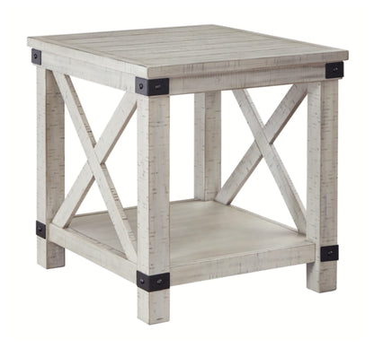 Signature Design by Ashley Carynhurst Rustic Farmhouse End Table, Whitewash - WoodArtSupply