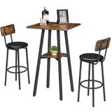 HOOBRO Rustic Brown 2-Tier High Top Pub Table with Storage and Easy Assembly HOOBRO