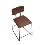 Walker Edison Modern 2-Piece Minimalist Counter Stools with Wooden Back, Set of 2, Brown Walker Edison