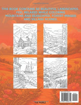 Landscapes Coloring Book for Adults: 50 Beautiful Nature Scenes of Mountains, Beaches, Forests, Rivers and Sunsets for Stress Relief and Relaxation WoodArtSupply