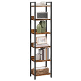 MAHANCRIS Bookshelf, 6-Tier Bookcase, Standing Book Shelf for Small Space, Storage Shelf Organizer, for Living Room, Bedroom, Study, Balcony, Rustic Brown and Black BKHR6601 MAHANCRIS