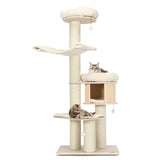 Tangkula Modern Cat Tree, Multi-Level Large Cat Tower w/Cat Condo, Hammocks & Hanging Basket, Tall Cat Tree w/Sisal Posts, Washable Cushions, Wood Cat Trees and Towers for Indoor Large Cats Tangkula