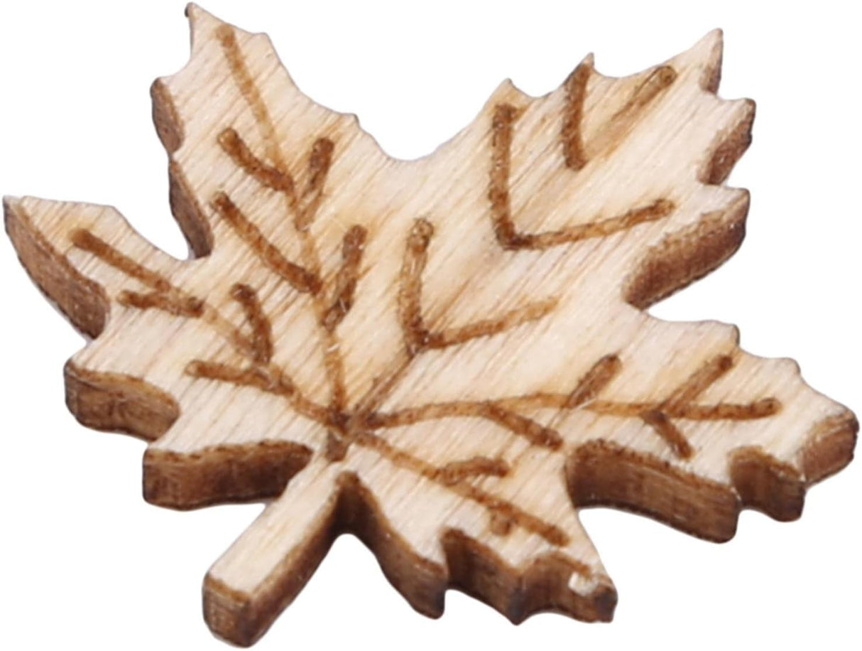 100 Pcs Unfinished Wooden Flower Wood Slice Leaf Pattern Wood Cutouts Wood Pieces Mini Wooden Handmade Crafts Decoration, Craft Supplies Sluswallow