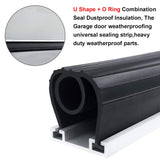 Garage Door Seals Bottom Rubber with Pre-drilled Aluminum Track Retainer Base Kit,Heavy-Duty U Shape + O Ring Combination Weather Stripping Sesl Kit for Garage Door (16 Ft) Storystore