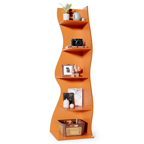 LITTLE TREE Small Corner Shelf, Modern 5-Tier Wall Corner Bookshelf, Stylish Bookcase Storage Rack for Small Space, Living Room, Bedroom LITTLE TREE