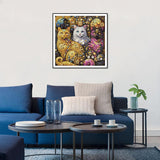 FHBUBPUP Cat Diamond Art Painting Kits for Adults, 5D Special Shape Diamond Art for Beginners, Flower Rhinestones Gem Art Craft Home Wall Decor Gift 12×12inch FHBUBPUP