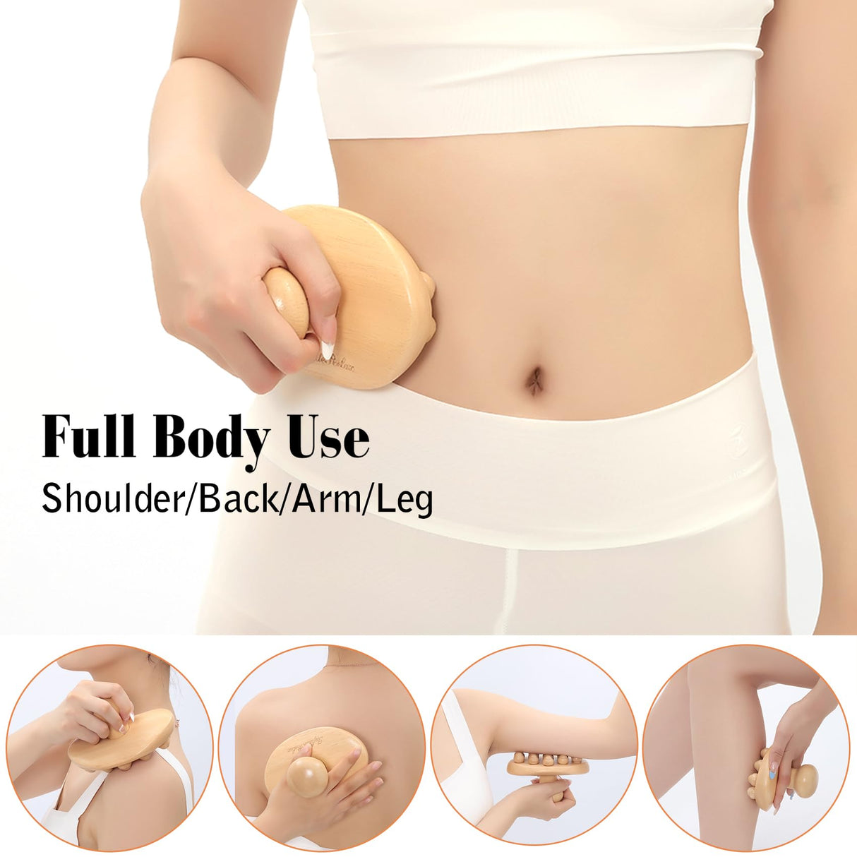 Wood Therapy Massage Tools, Cellulite Massager Roller Wooden Body Brush Fascia Blaster Cellulite Remover Meridian Pressure Brush Body Shaping Professional Maderoterapia Kit Lymphatic Drainage Massager InfiniteRelax