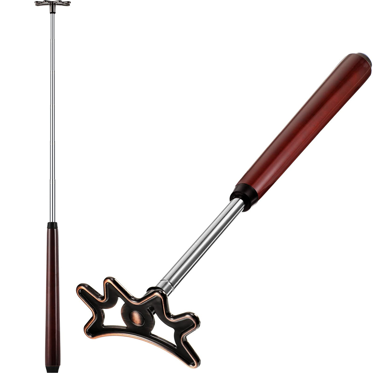 Sumind Retractable Pool Bridge Stick - Billiards Cue Bridge with Removable Head and Wooden Handle, Ideal for Pool Table Play(Brown) Sumind