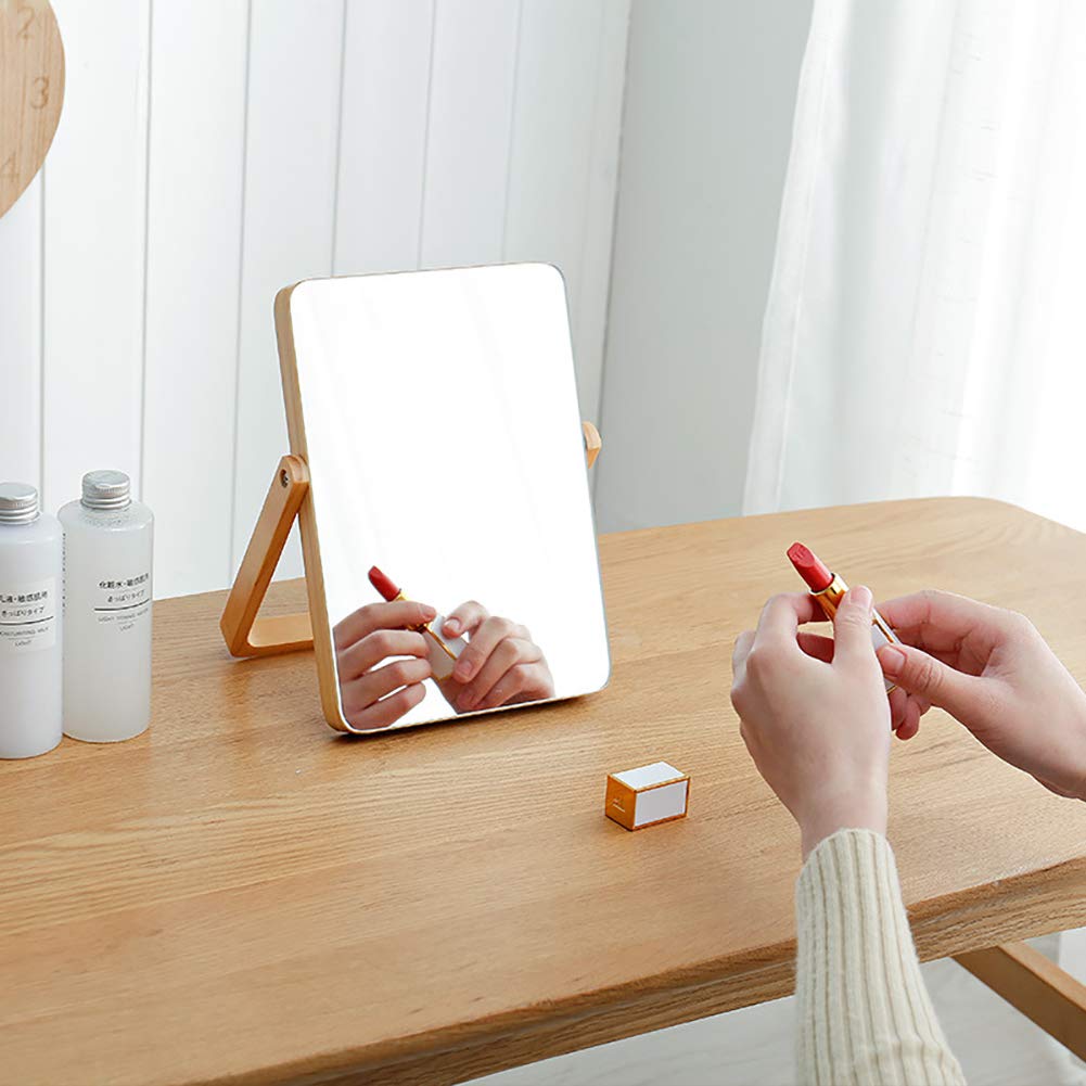 ZOROSY Wood Table Makeup Mirrors for Women - Rectangle Wall-Mounted Mirrors Desk Mirrors for Living Room Bedroom Birthday Gifts ZOROSY