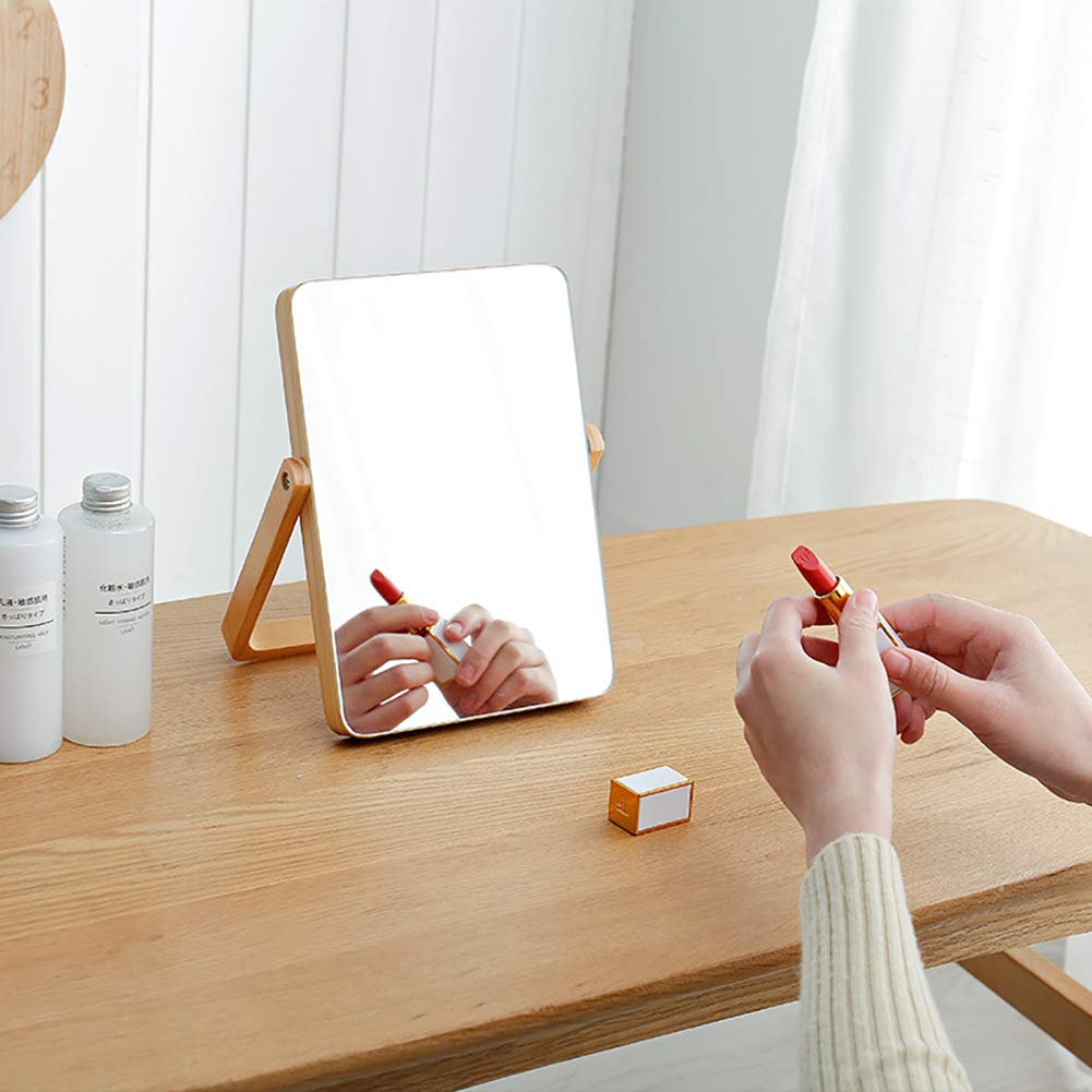 ZOROSY Wood Table Makeup Mirrors for Women - Rectangle Wall-Mounted Mirrors Desk Mirrors for Living Room Bedroom Birthday Gifts - WoodArtSupply